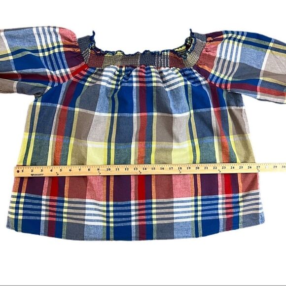 Lane Bryant Plaid Off The Shoulder Blouse. Super Cute!!. Sz 18/20. EUC! - Picture 9 of 11